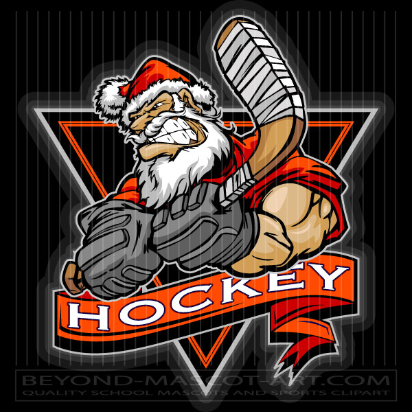 Christmas Hockey Design Cartoon Vector Hockey Image