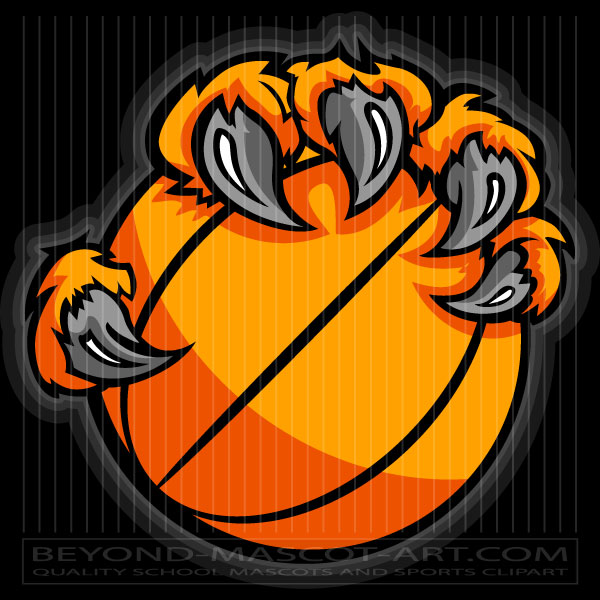 Tiger Claw Basketball Clip Art Cartoon Vector Basketball Image