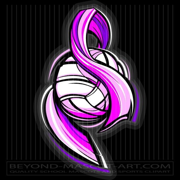 Christmas Volleyball Ribbon - Graphic Vector Volleyball Image