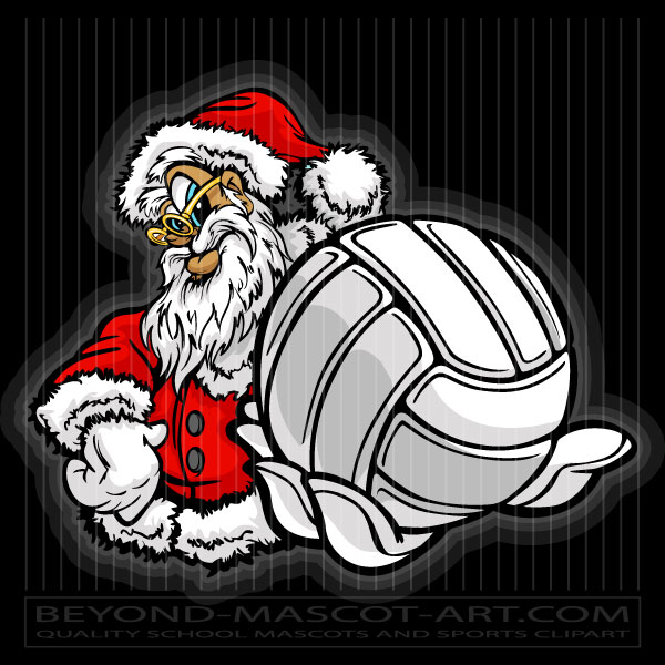 Santa Volleyball Clipart cartoon Vector volleyball Image