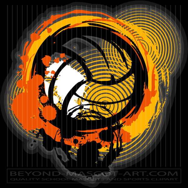 Volleyball Distressed Clip Art Graphic Vector Volleyball Image
