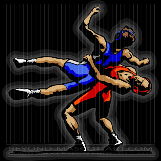 Wrestlers Clip Art - Graphic Vector Wrestling Image | EPS JPG