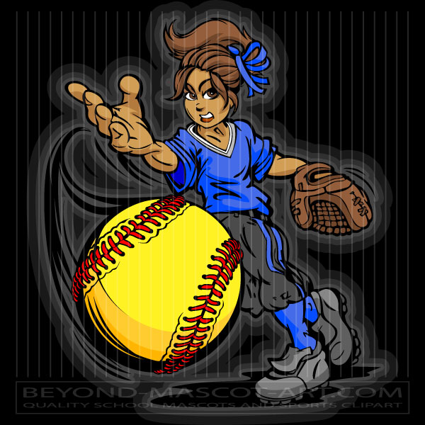 Softball Pitcher Clip Art Cartoon Vector Fastpitch Softball Image