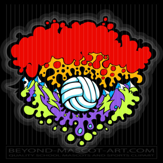 Colorful Mountain Volleyball Graphic Vector Volleyball Image