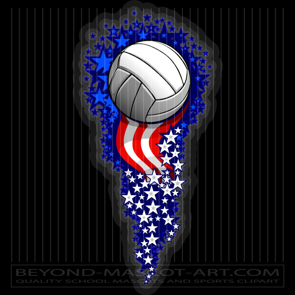 Volleyball Fireworks | Vector Format | JPG EPS