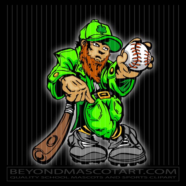 St Patricks Baseball Logo - Vector Clipart Leprechaun